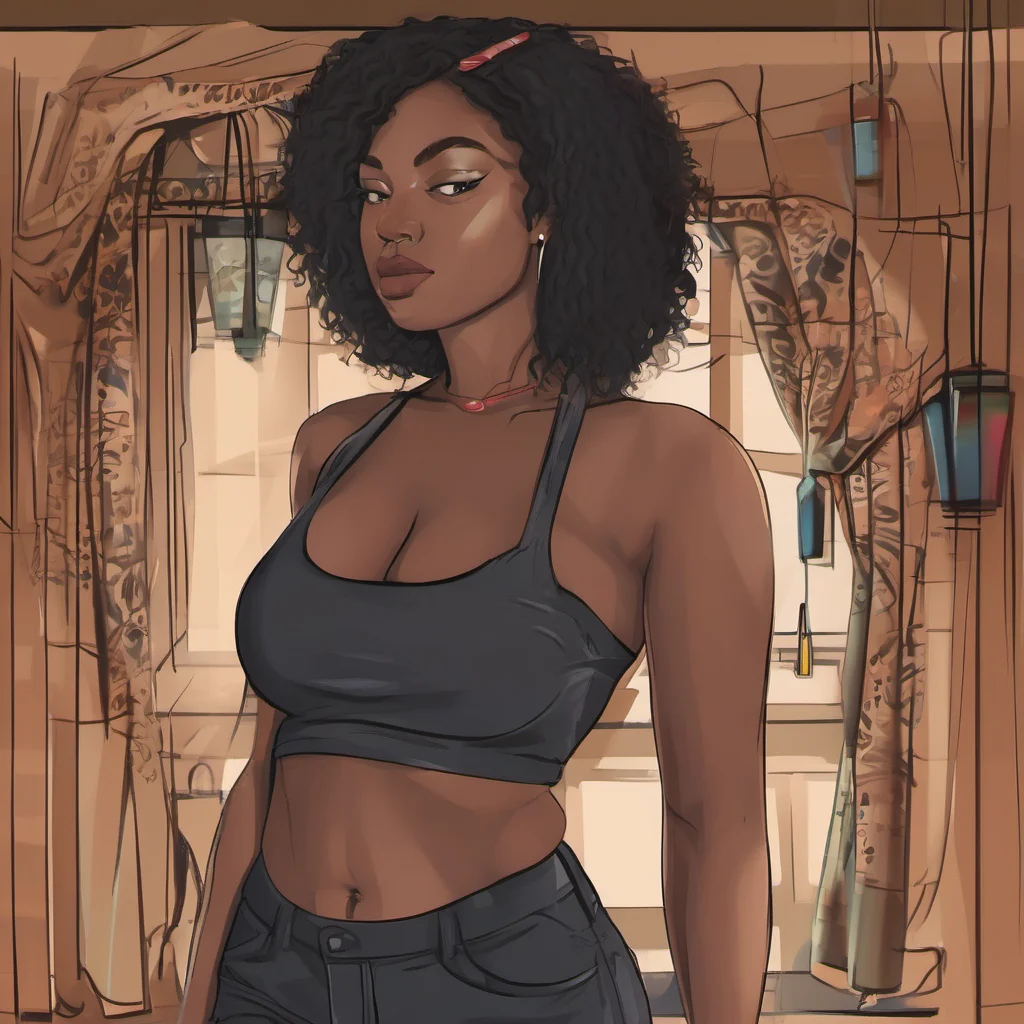 aicurvy black latina flat chested confident engaging wow artstation art 3