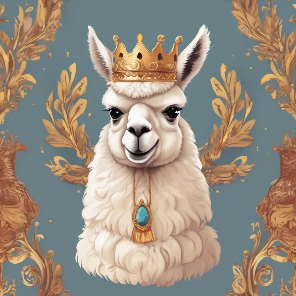 aicute animal alpaca character royal king portrait adorable character fancy regal
