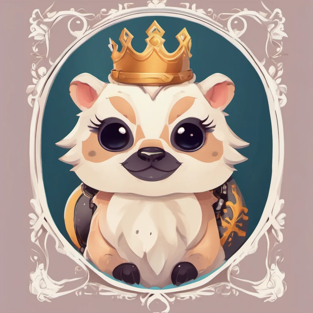 aicute animal character royal king portrait adorable character fancy regal