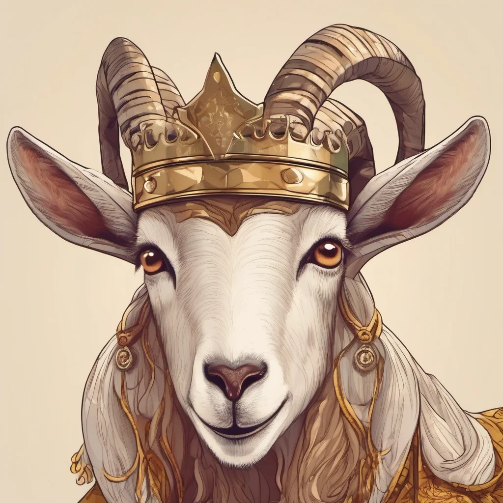 aicute animal goat character royal king portrait adorable character fancy regal