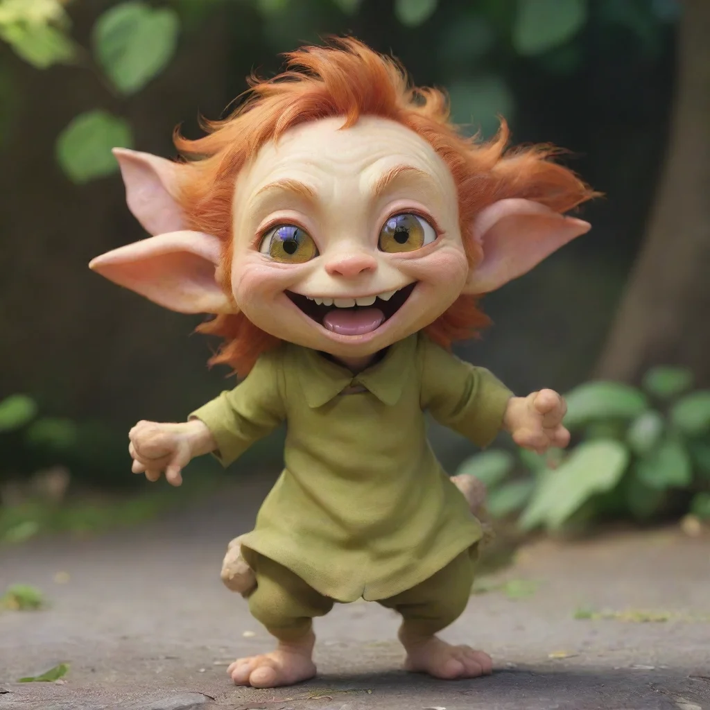cute anime ginger goblin happy