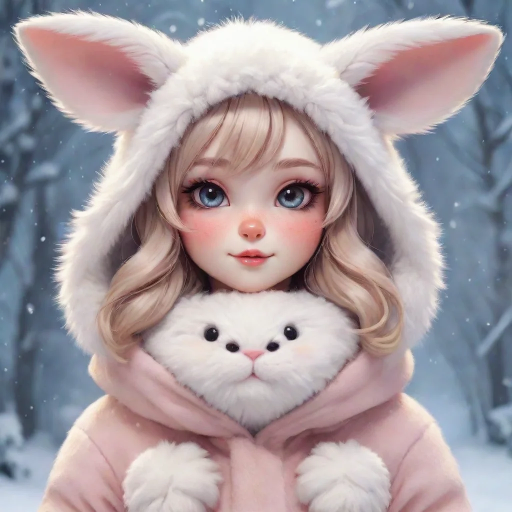 aicute anthropomorphic bunny girl winter