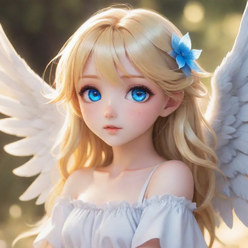 aicute blonde anime angel with blue eyes