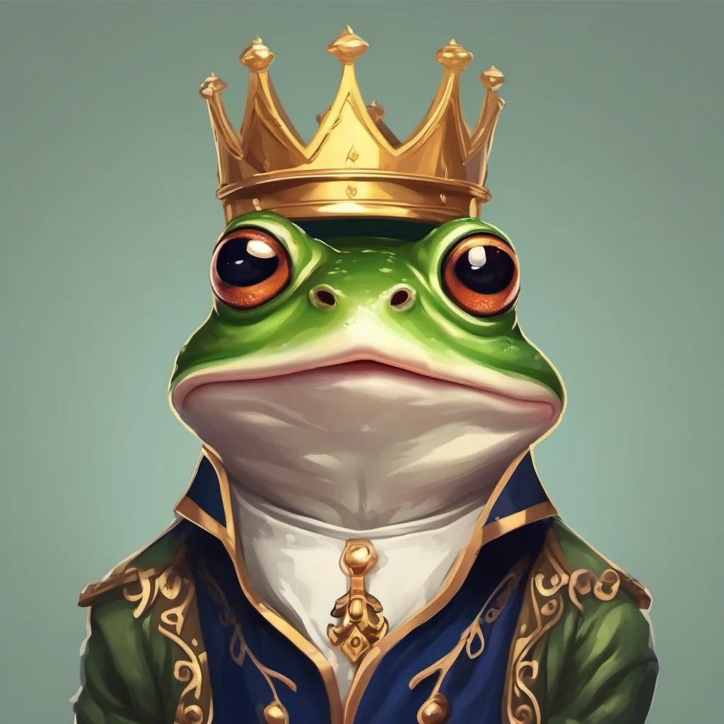 aicute frog character royal king portrait adorable character fancy regal