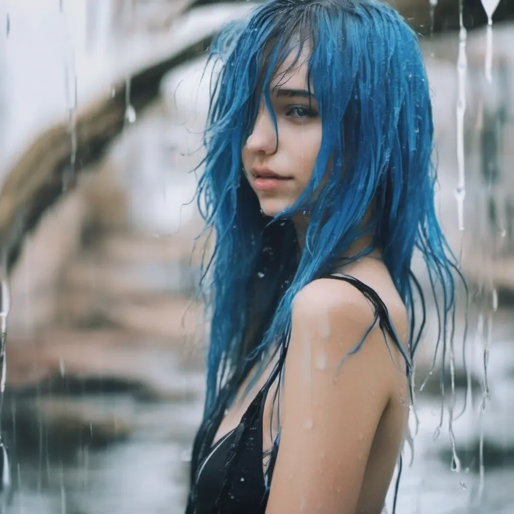 cute girl with wet blue hair confident engaging wow artstation art 3