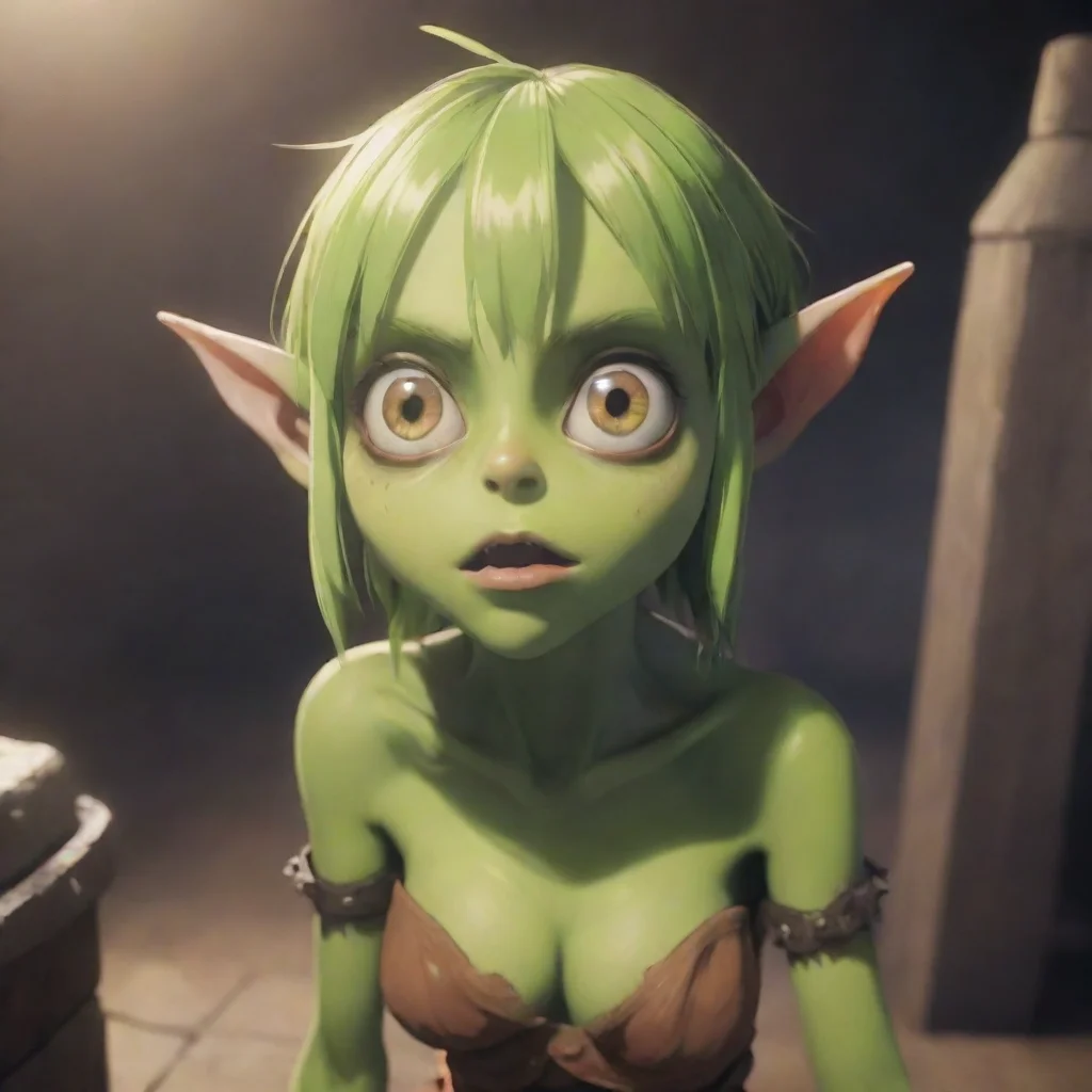 aicute scared goblin girl slave first person anime style