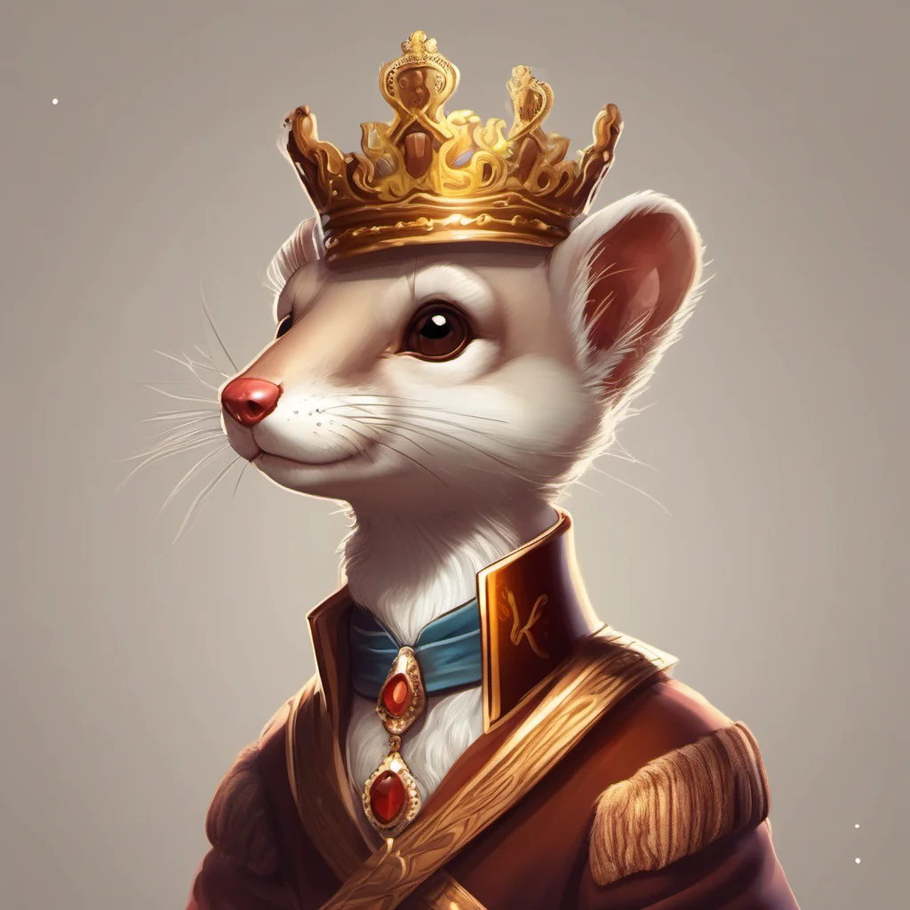 cute weasel character royal king portrait adorable character fancy regal confident engaging wow artstation art 3