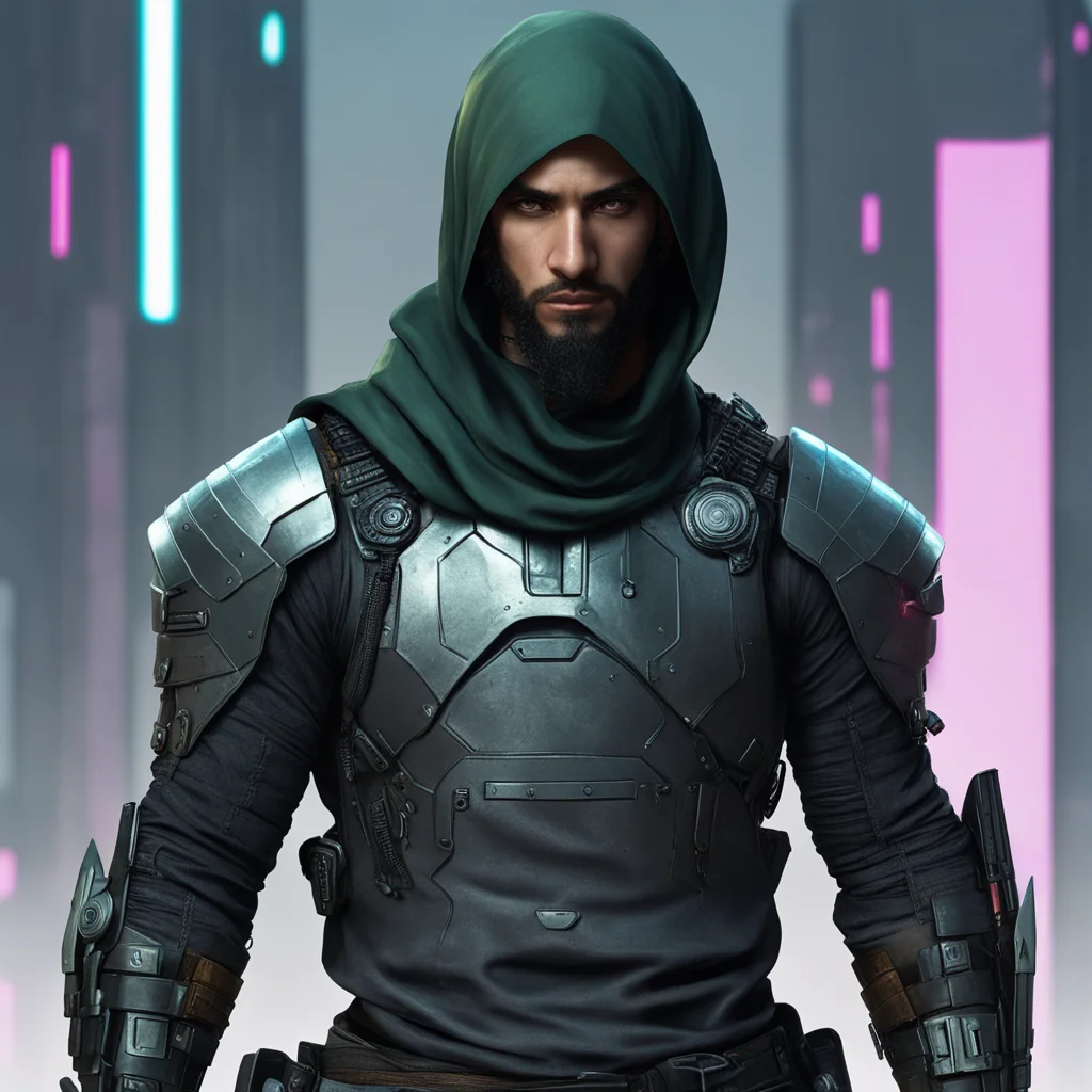 aicyberpunk male muslim warrior confident engaging wow artstation art 3