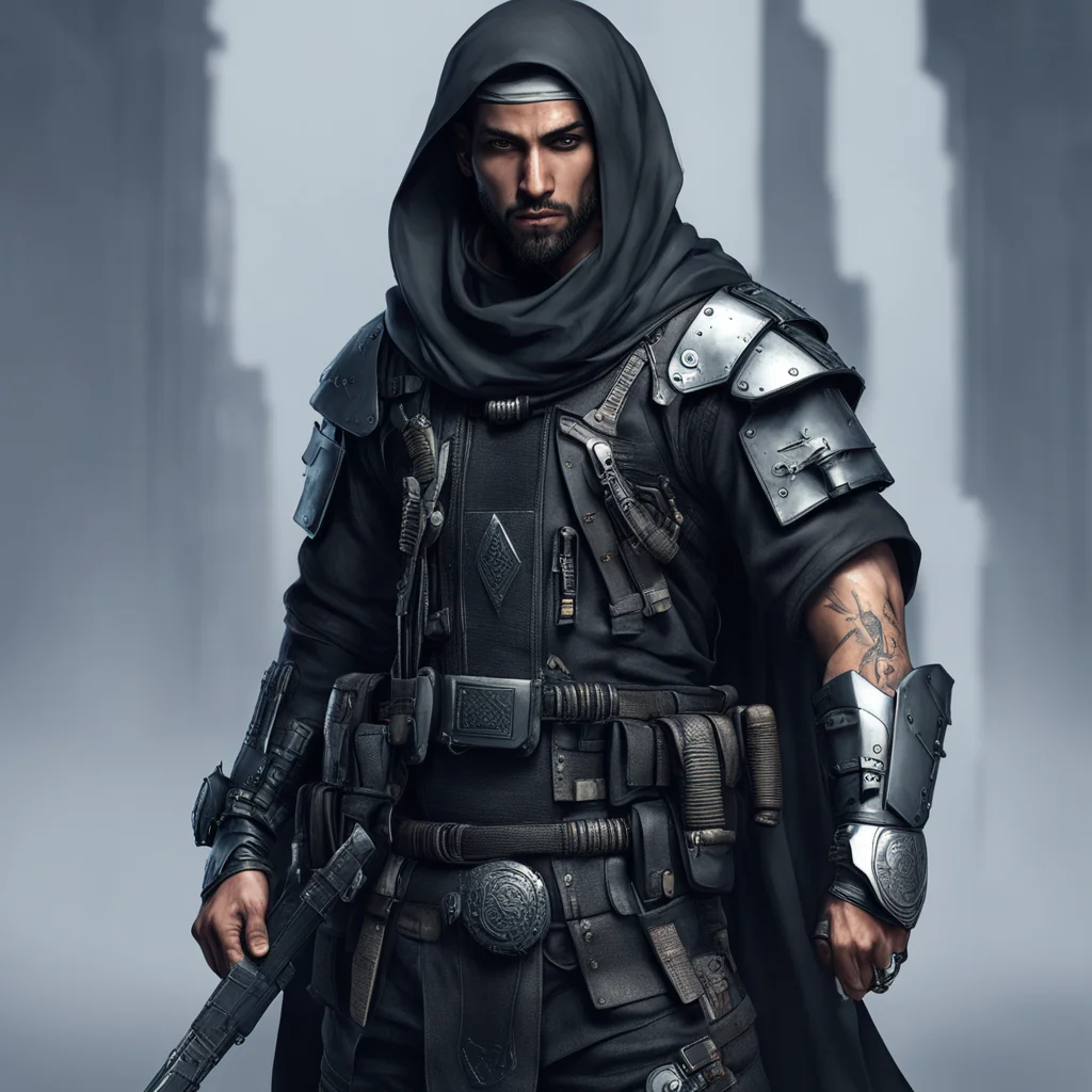 cyberpunk male muslim warrior