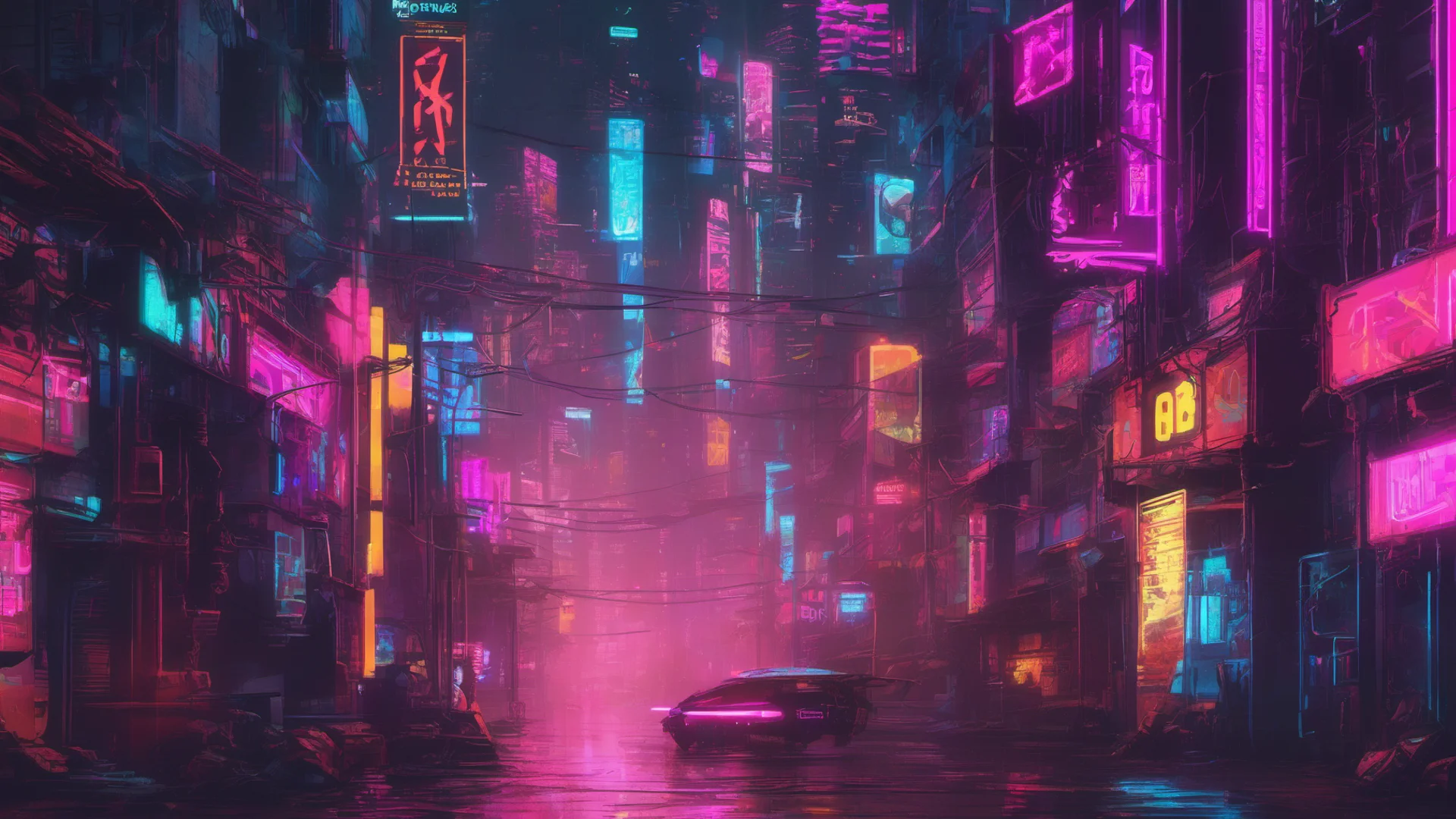 cyberpunk neon  wide