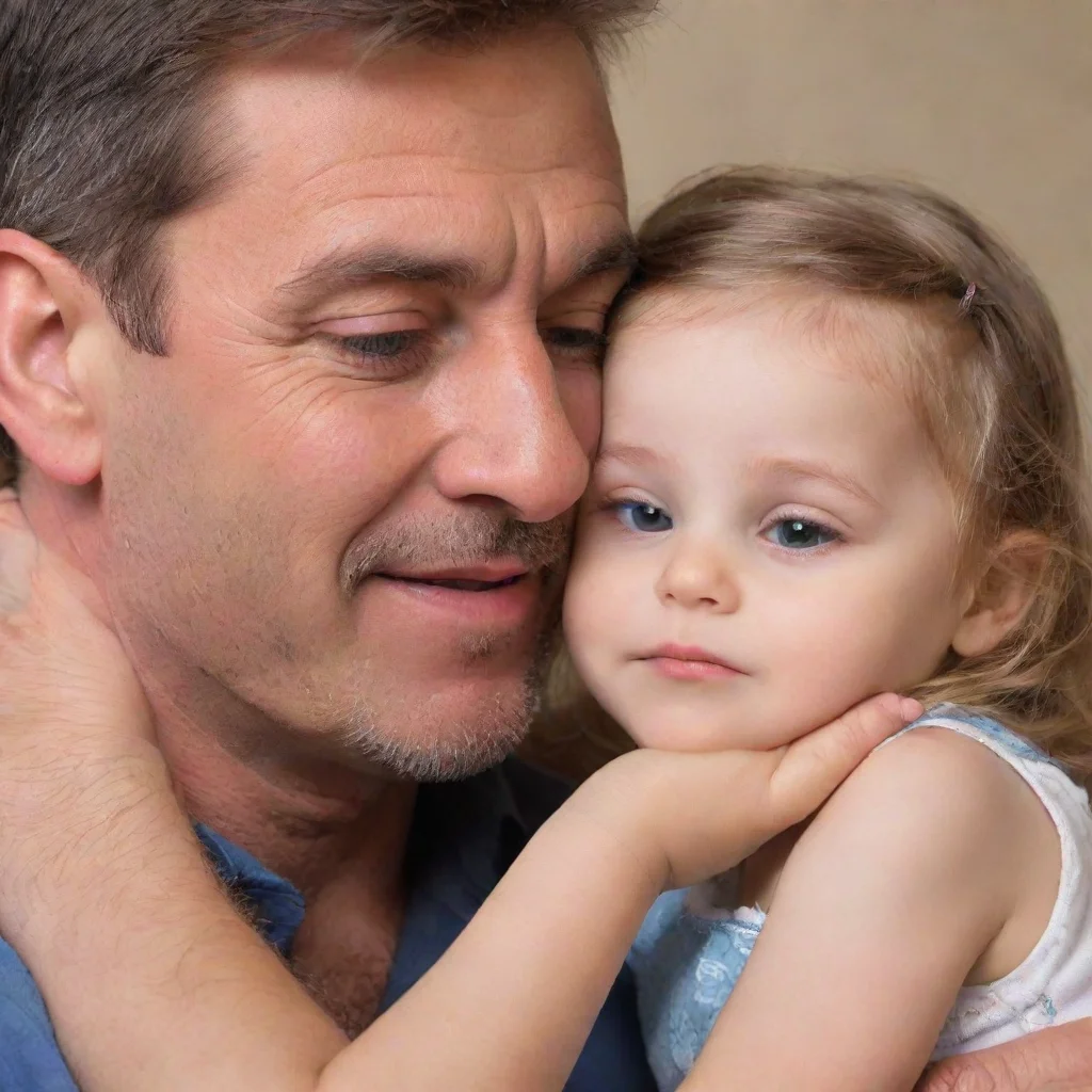 dad caresses daughter