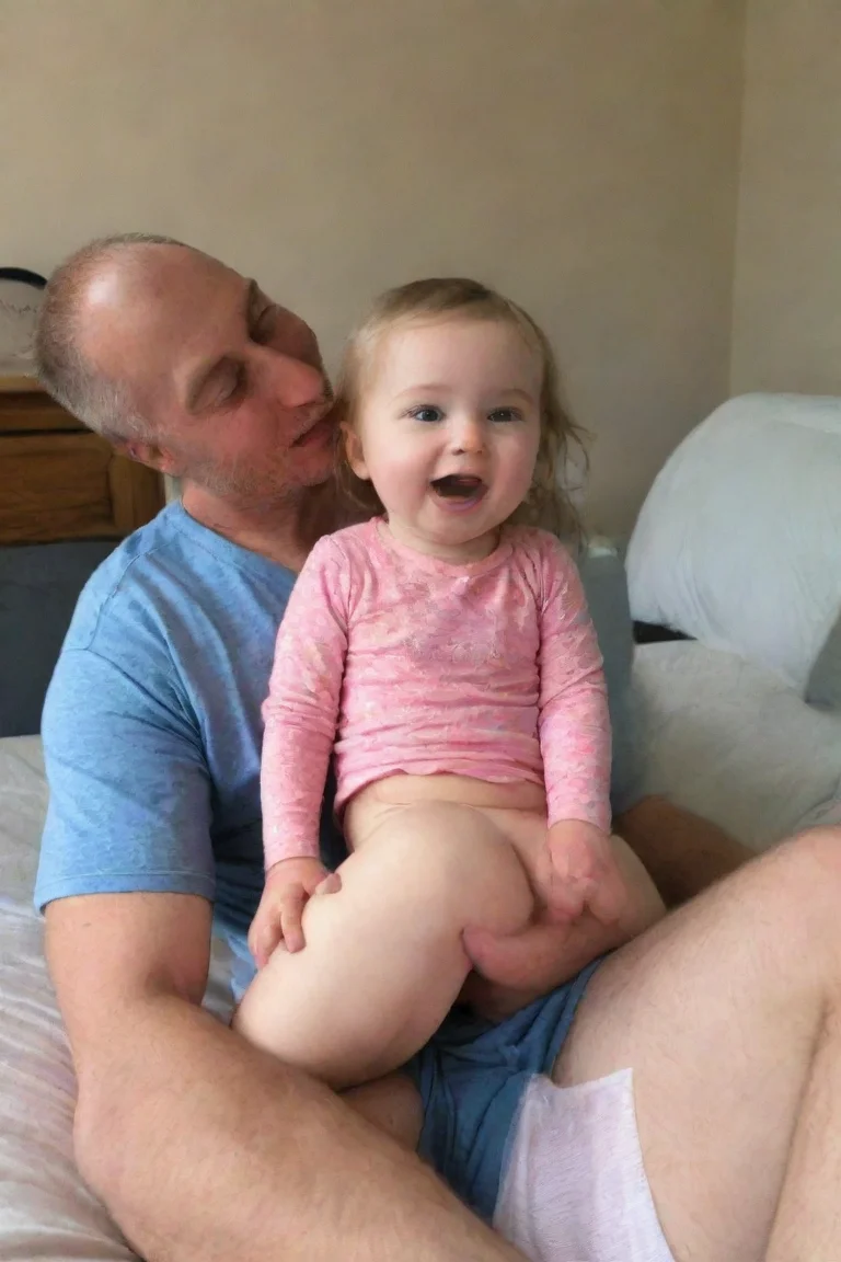 aidad touches daughter. her legs are spread open. portrait