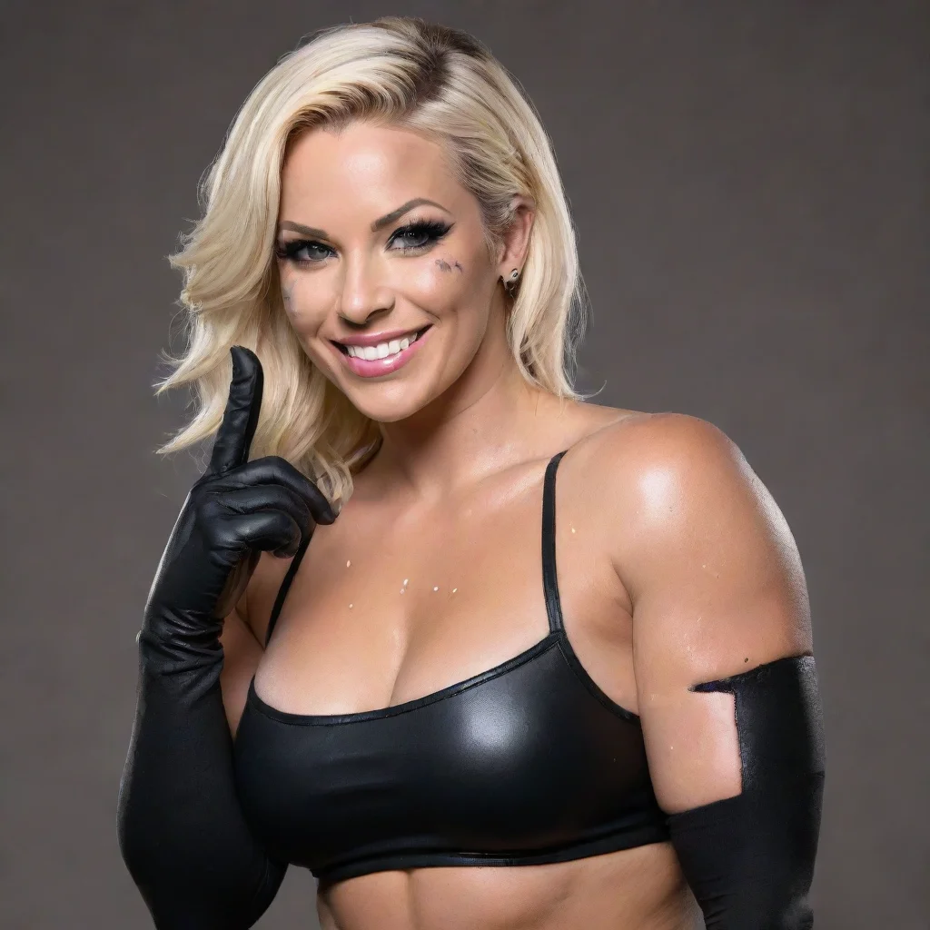 dana brooke american professional wrestler smiling with black gloves and gun and mayonnaise splattered everywhere