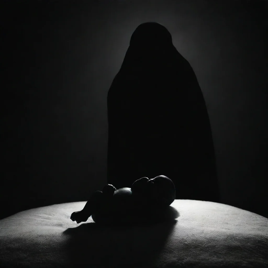 aidark silhouette scaring a newborn baby