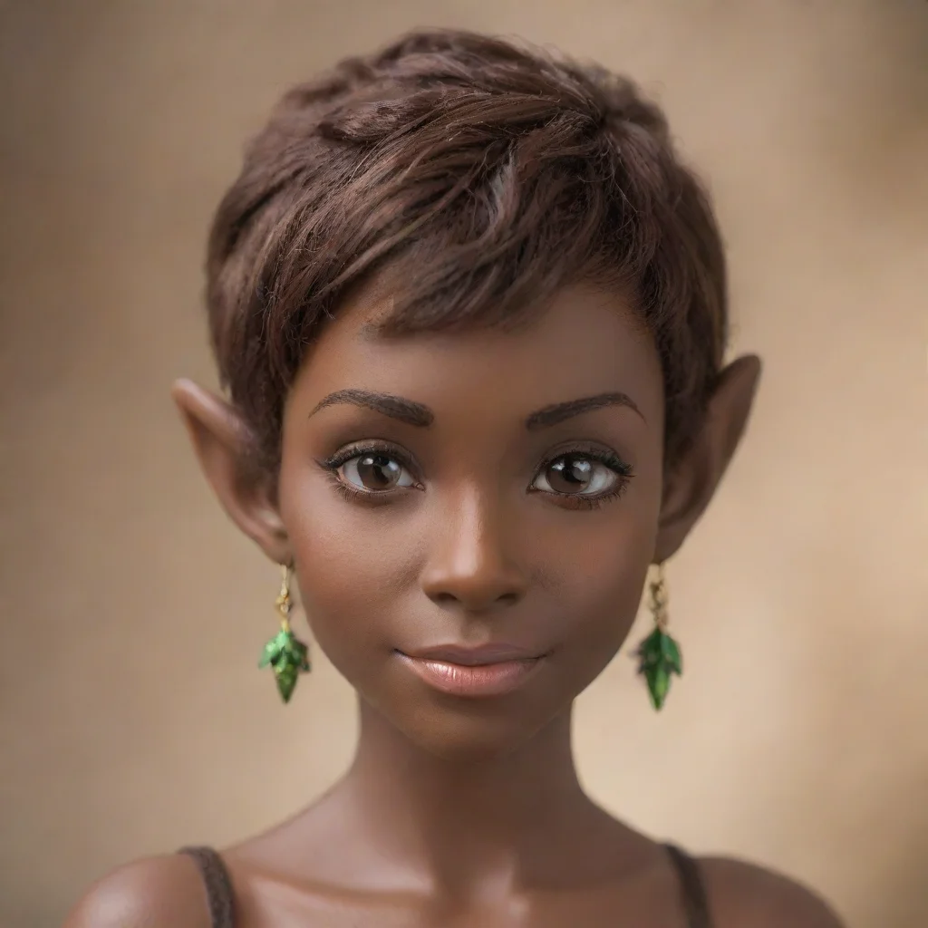aidark skinned elf short brown hair