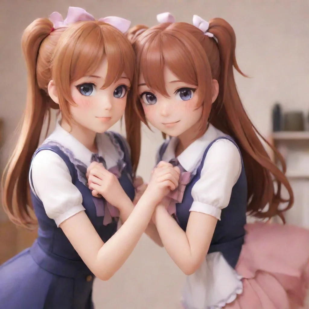 ddlc monika and yuri glued togegher
