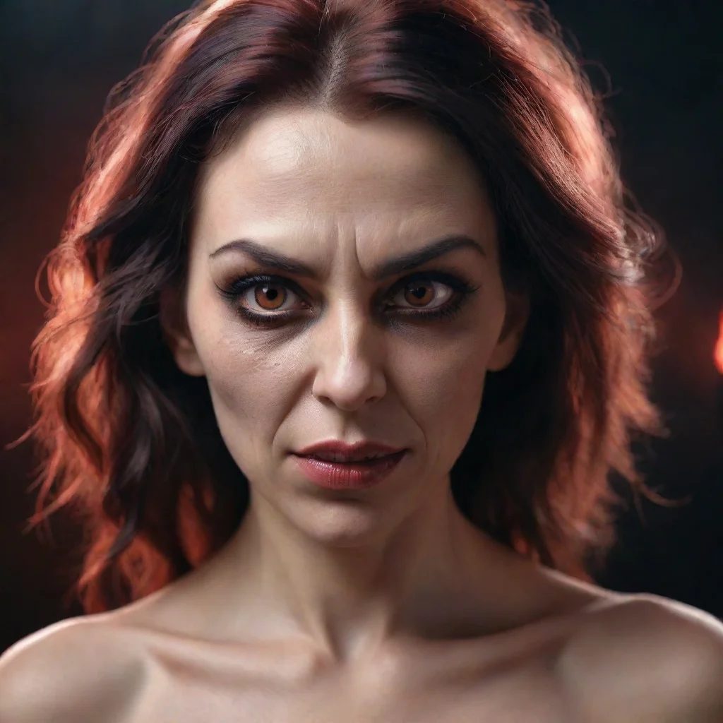 aidemonic atractive woman looking at camera realistic