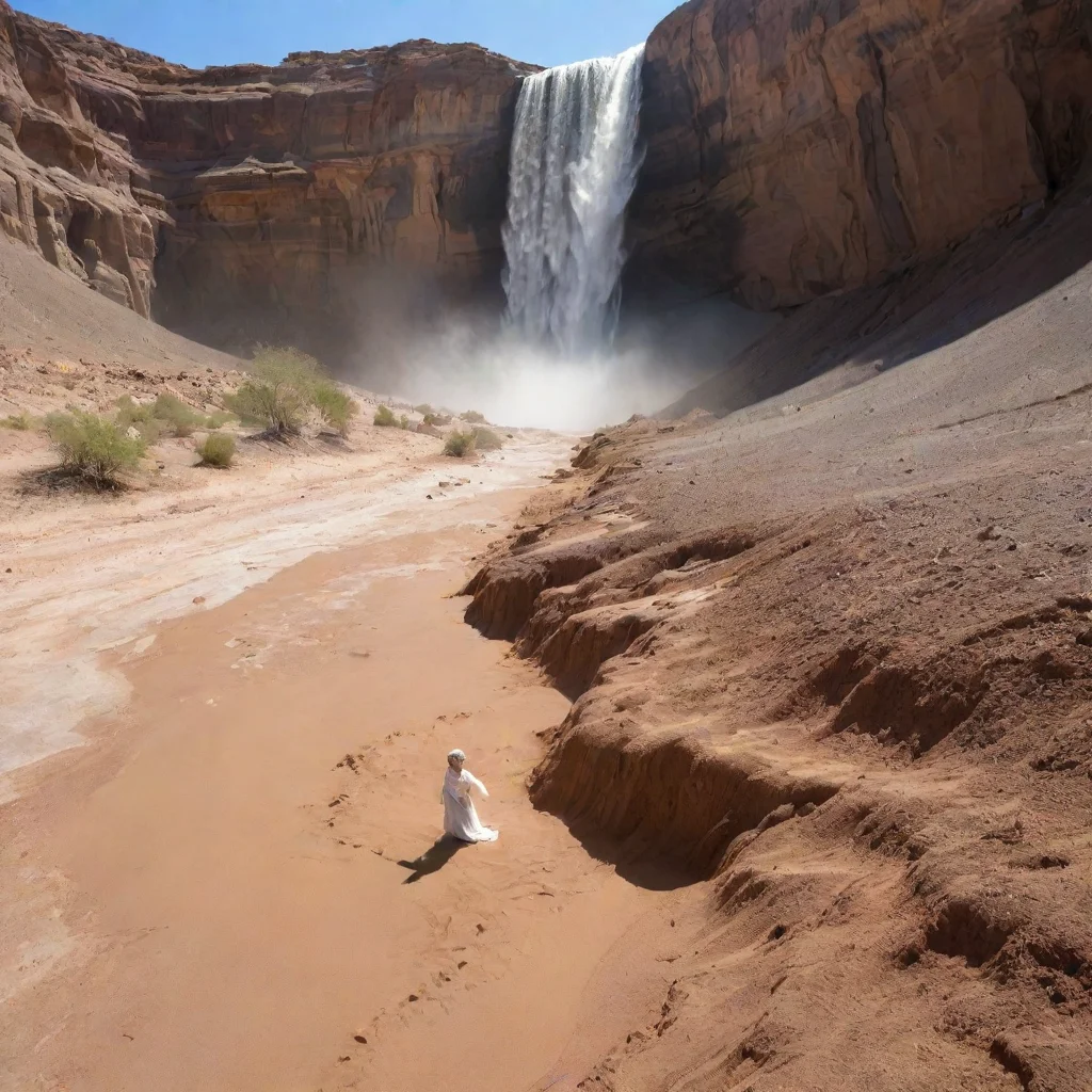 aidesert with angel who water fall down in dirt