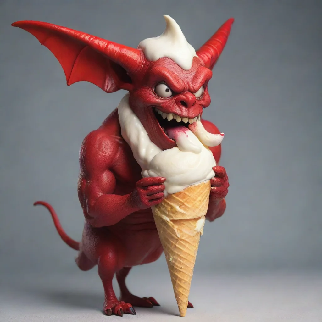 aidevil licking a vanilla icecream cone