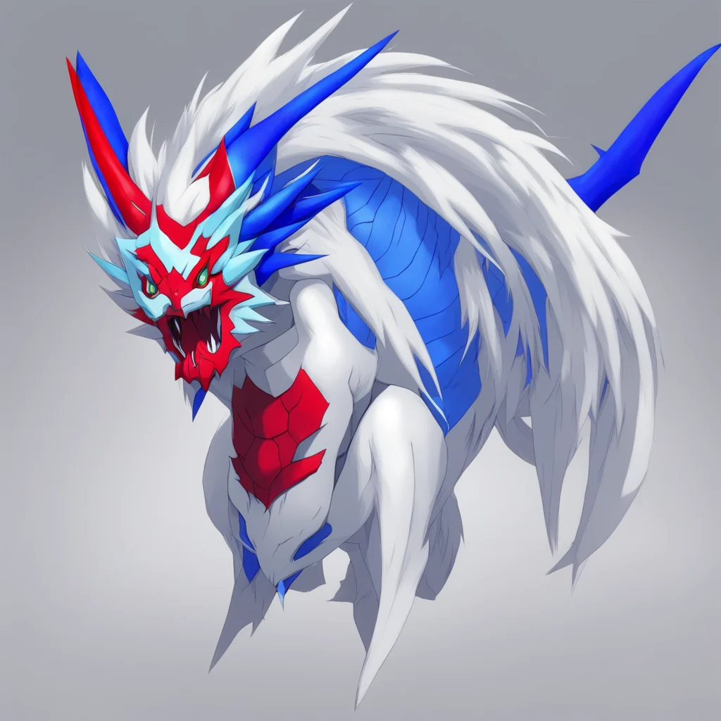 aidigimon dragon with long white hair and head of jesmon and blue with red lignes  confident engaging wow artstation art 3