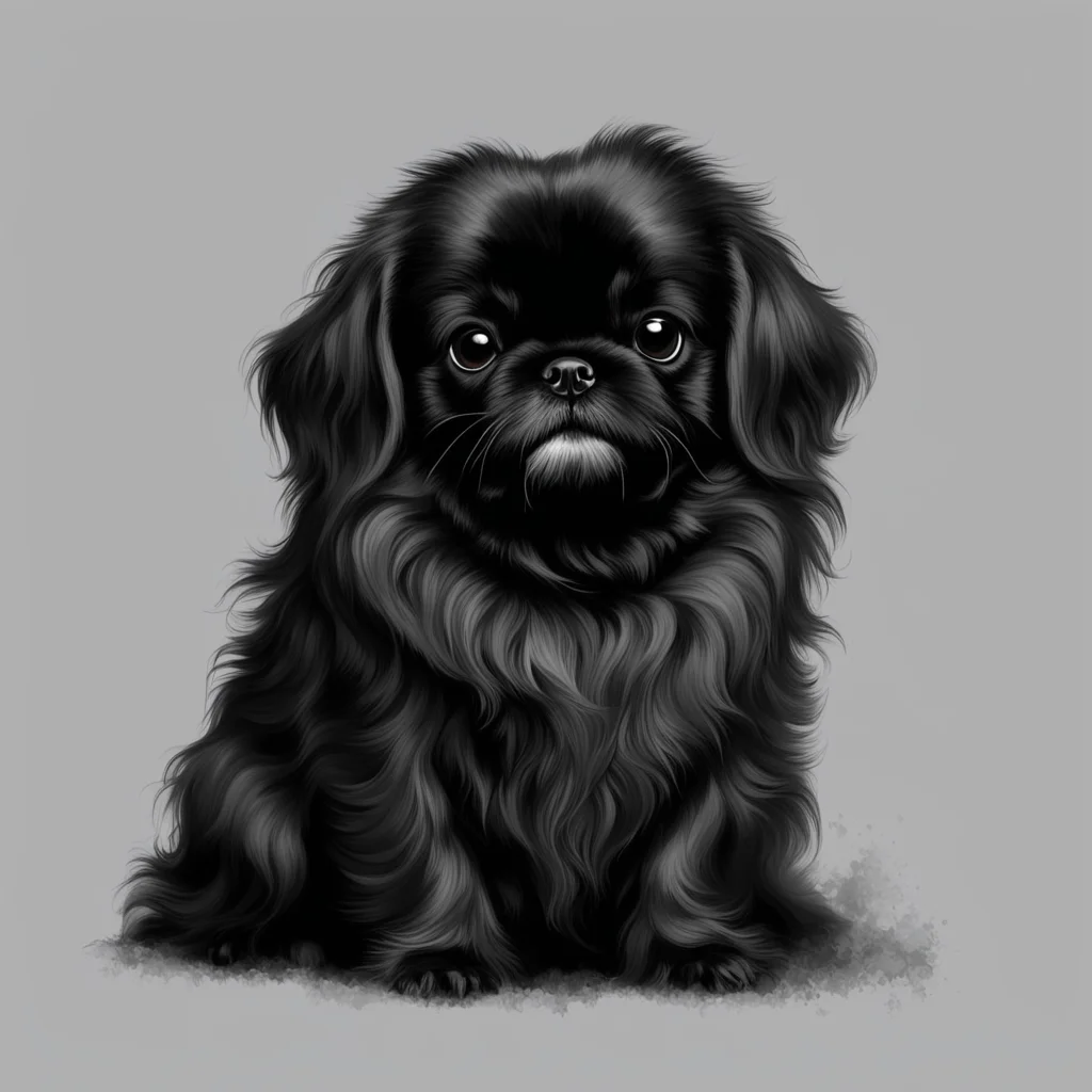 digital art completely balck tibetan spaniel