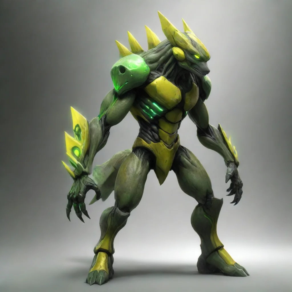 aidigital art hd detailed protogen green and yellowish