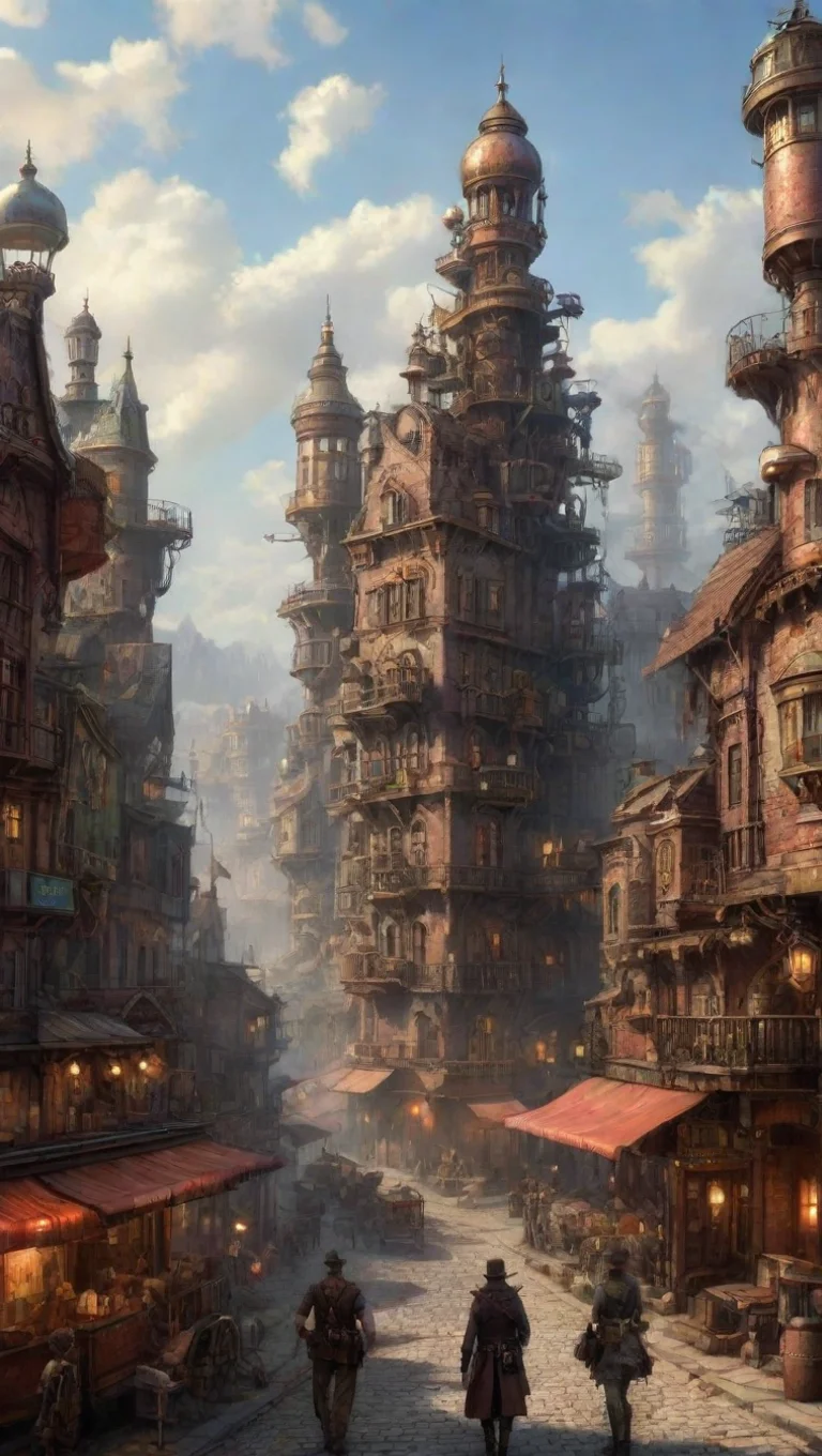 aidigital art steampunk chill town epic lovely detailed worldundefined 4 tall