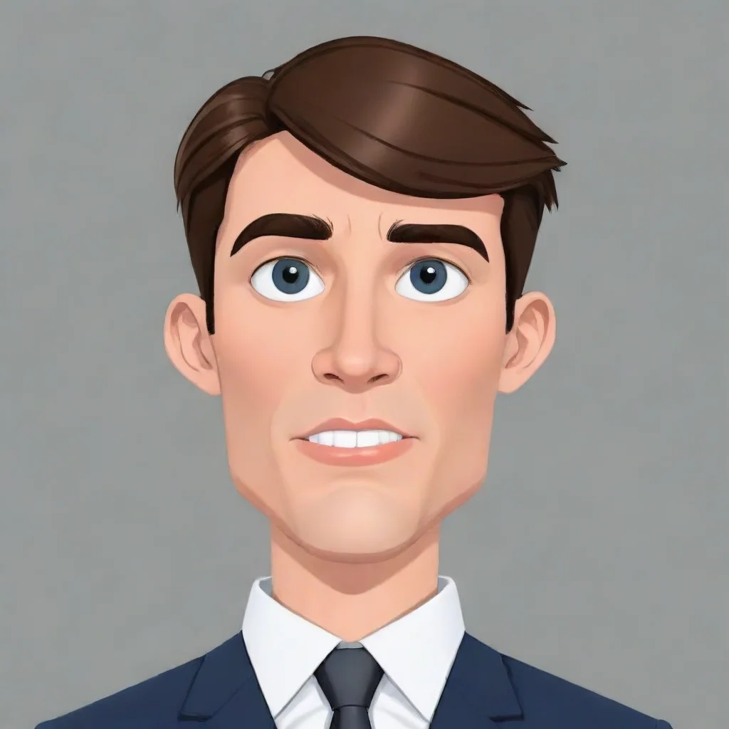 aidigital cartoon young american businessman head and sholders