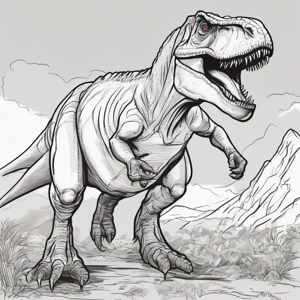 aidinosaur t rex line art confident engaging wow artstation art 3