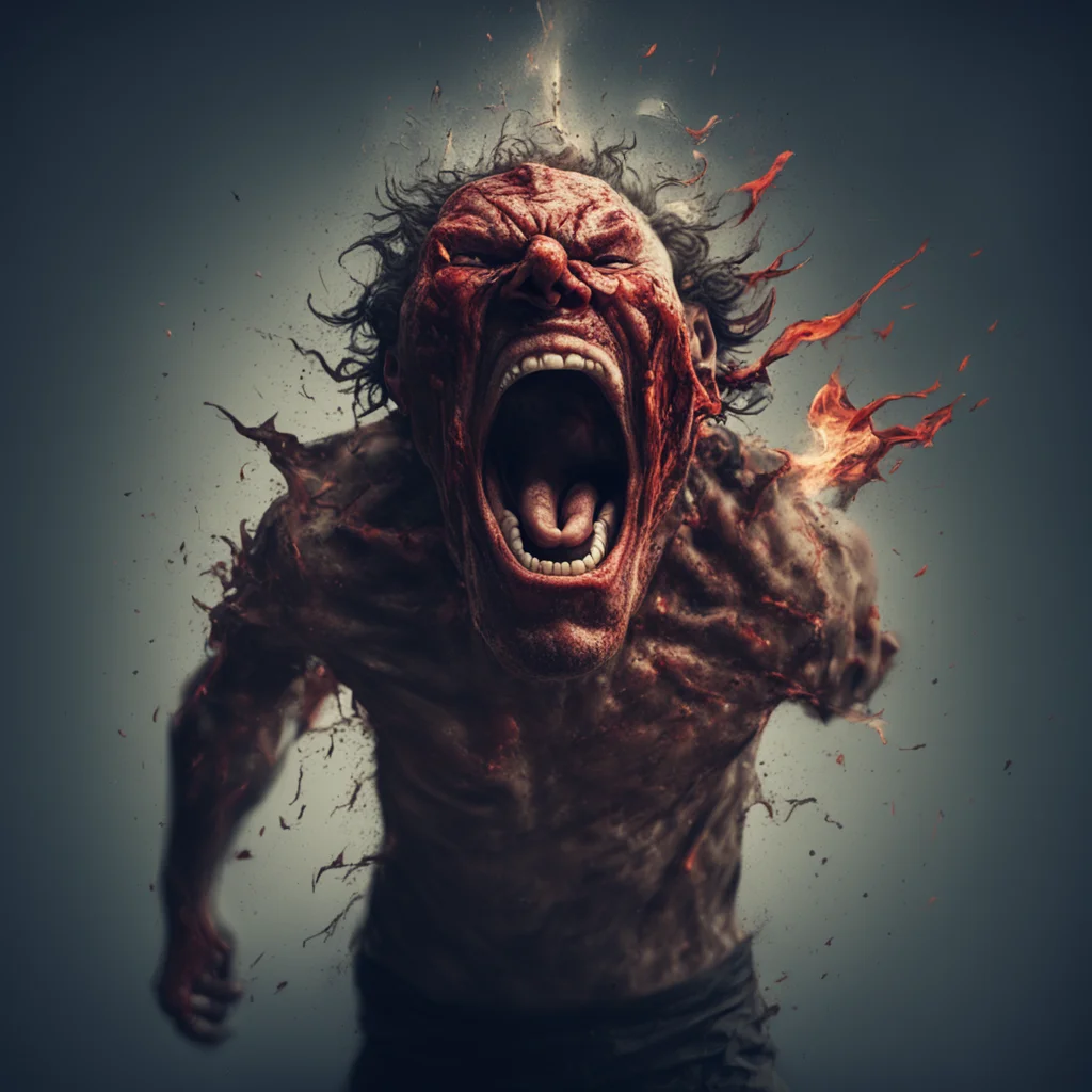 aidistorted figure of a man screaming in anger and rage existentialism concept art cinematic dramatic lighting digital gli confident engaging wow artstation art 3