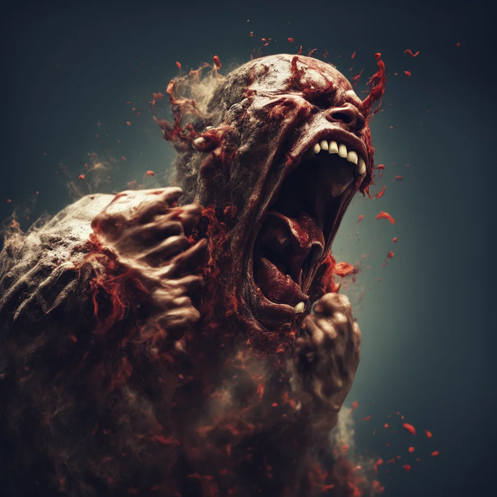 distorted figure of a man screaming in anger and rage existentialism concept art cinematic dramatic lighting digital gli