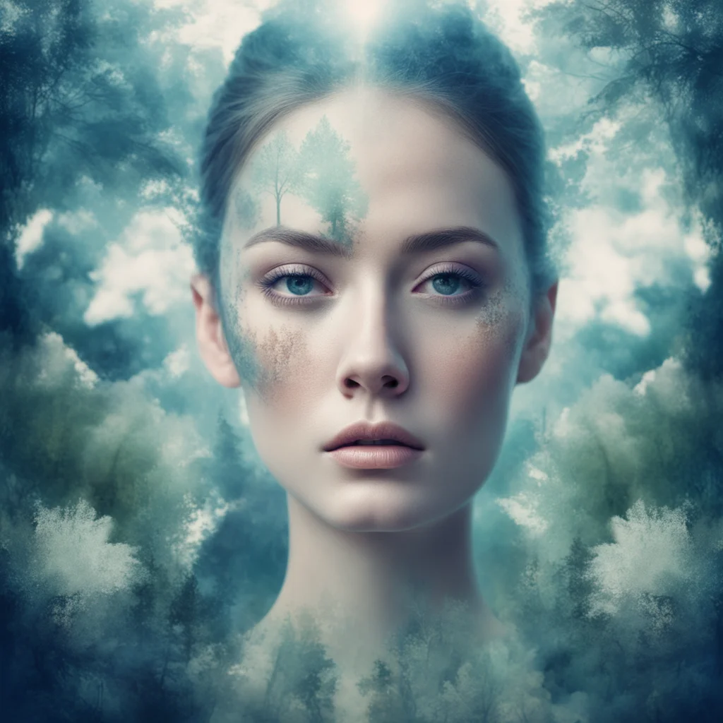 aidouble exposure beautiful face with double exposed background fantasy environment epic surroundings idillic setting calm amazing awesome portrait 2