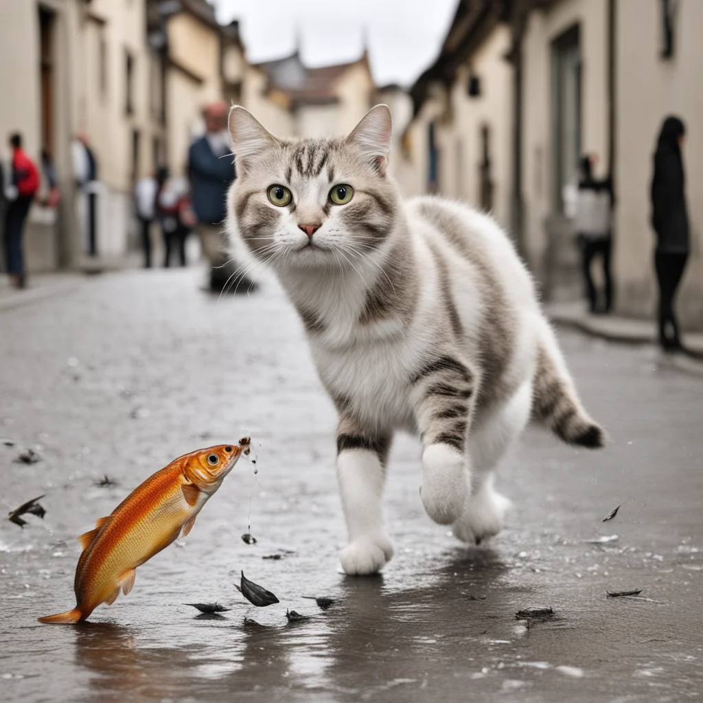 aidraw cat with live fish running out from czech people confident engaging wow artstation art 3