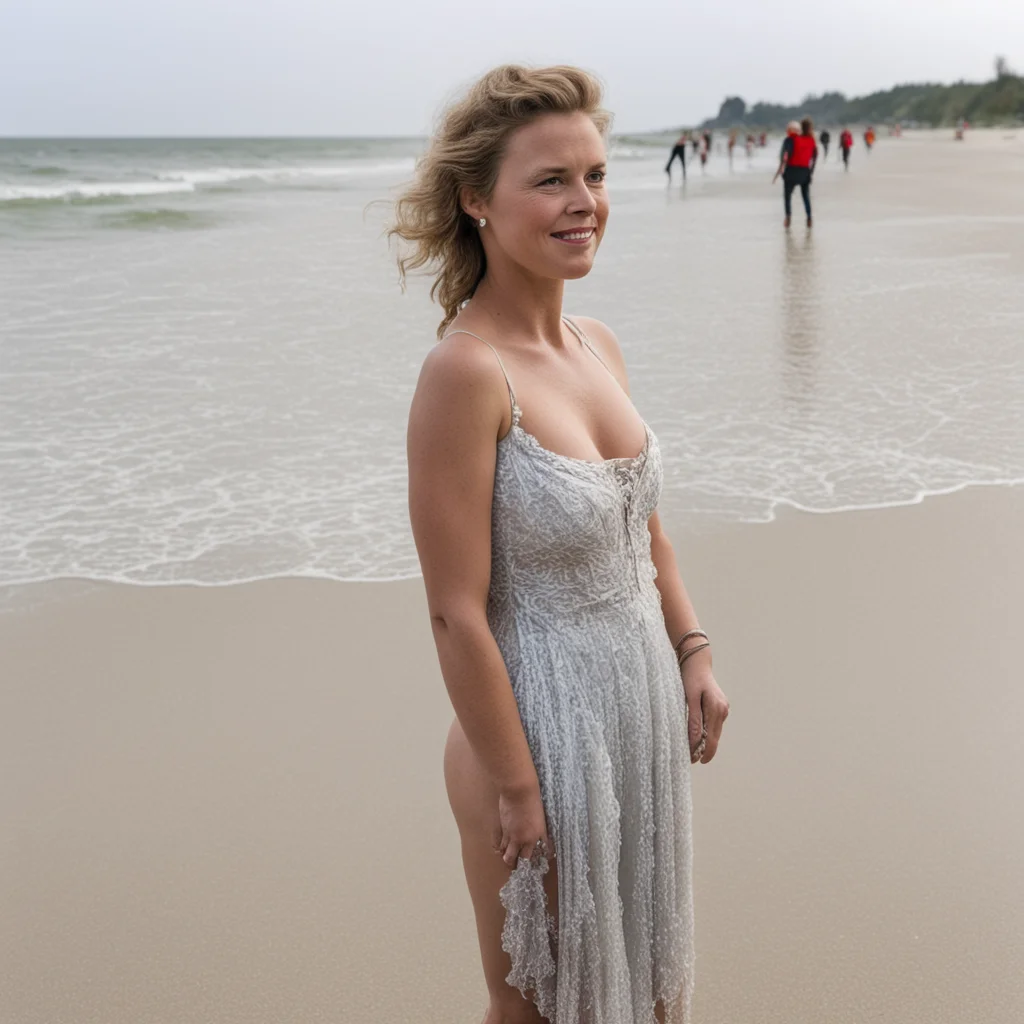 dromerige frans meisje poseert uitdagend op een verlaten mistig strandje good looking trending fantastic 1