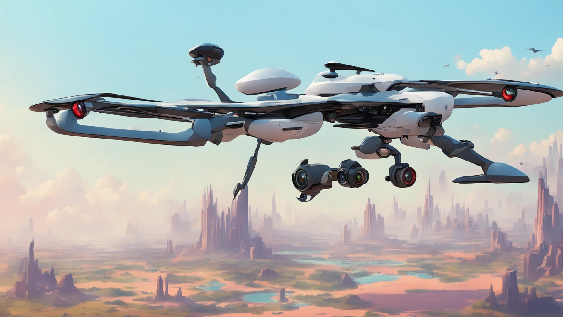 drone companion disney style concept art wide