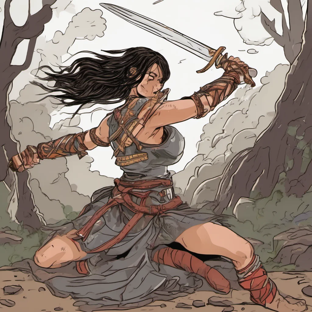aidrunk warrior woman fighting with a sword good looking trending fantastic 1