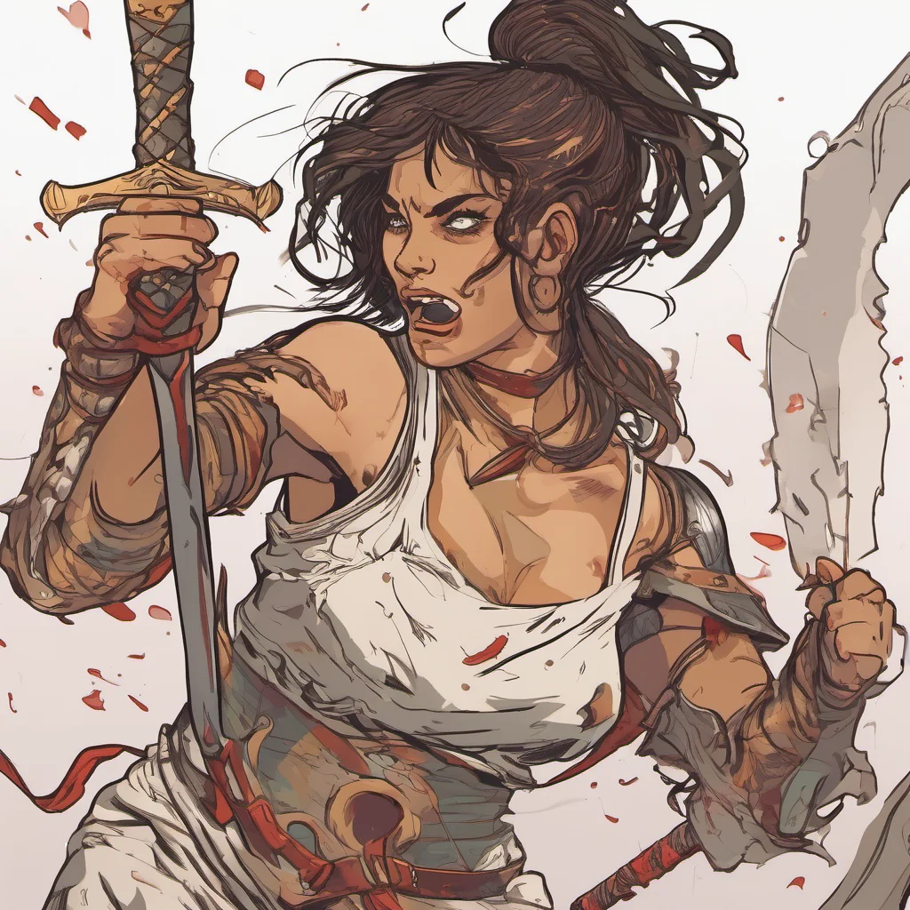 aidrunk warrior woman fighting with a sword