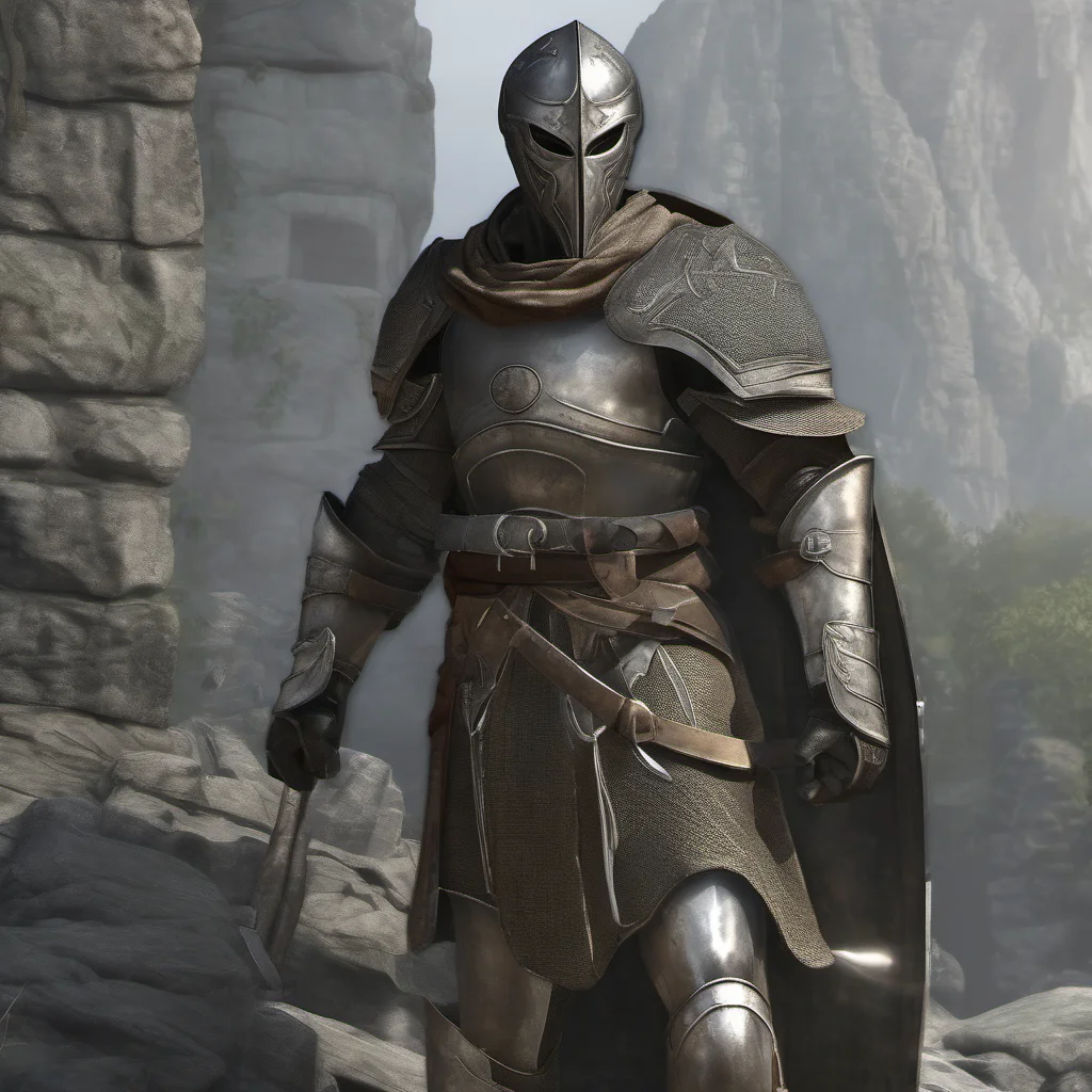 elder scrolls oblivion guard character full pose face visible poster cover next gen realistic angry