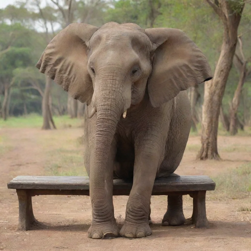 elephent sitting on bench