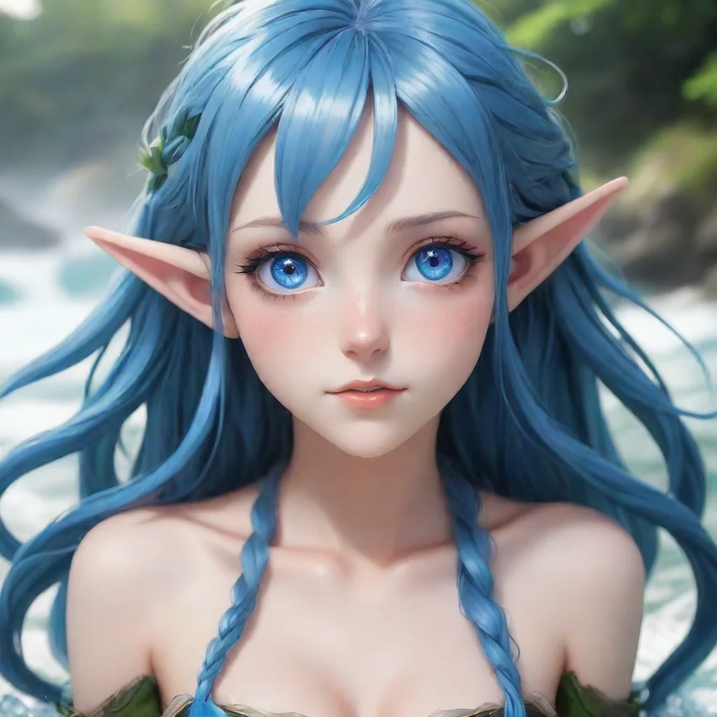 aielf girl with blue eyes and drown hair anime