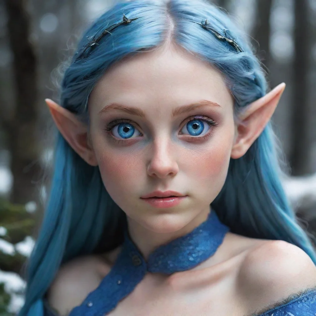 aielf girl with blue eyes and drown hair