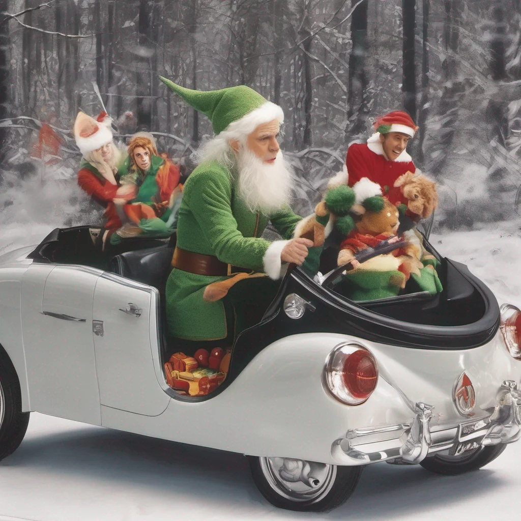 aielf in a car