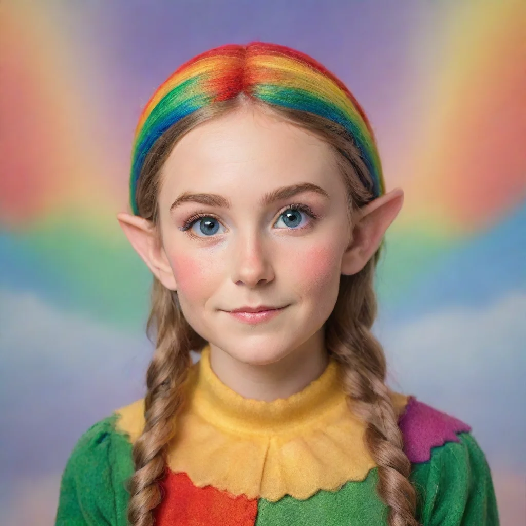 aielf portrait against rainbow backdrop