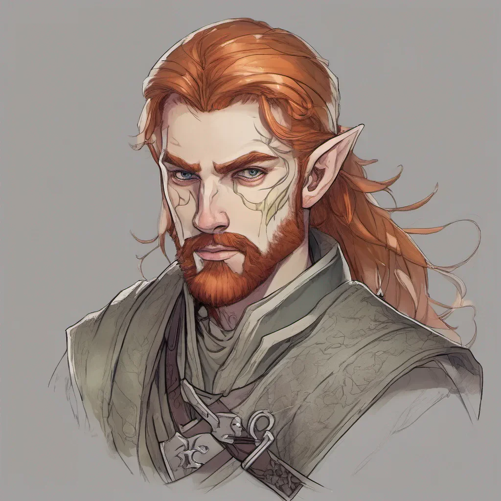 aielf rogue portrait with ginger hair and beard and a distinctive face scar amazing awesome portrait 2