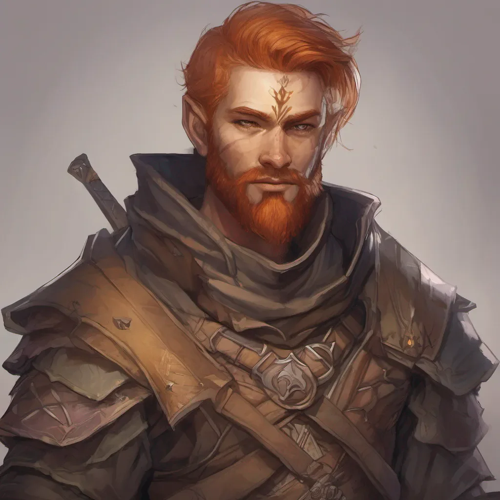 aielf rogue portrait with ginger hair and beard and a distinctive face scar confident engaging wow artstation art 3