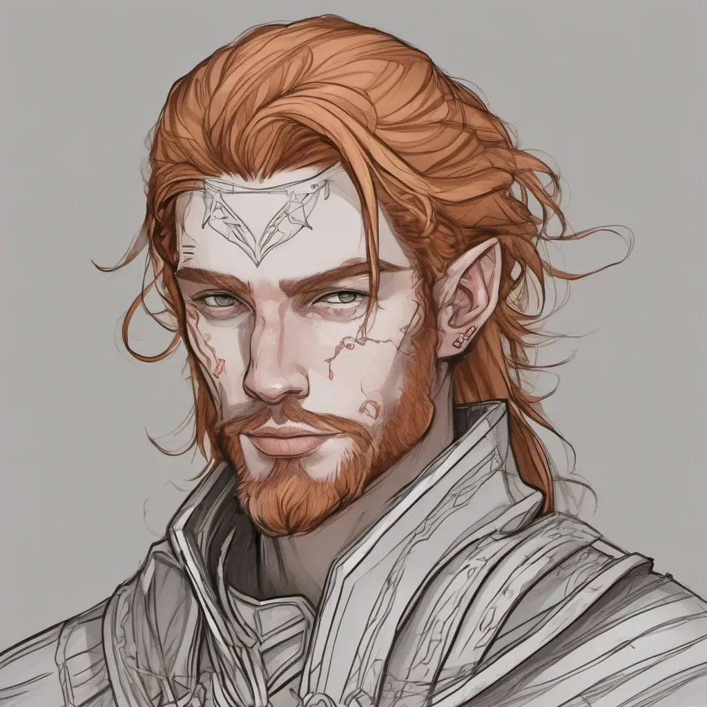 aielf rogue portrait with ginger hair and beard and a distinctive face scar good looking trending fantastic 1