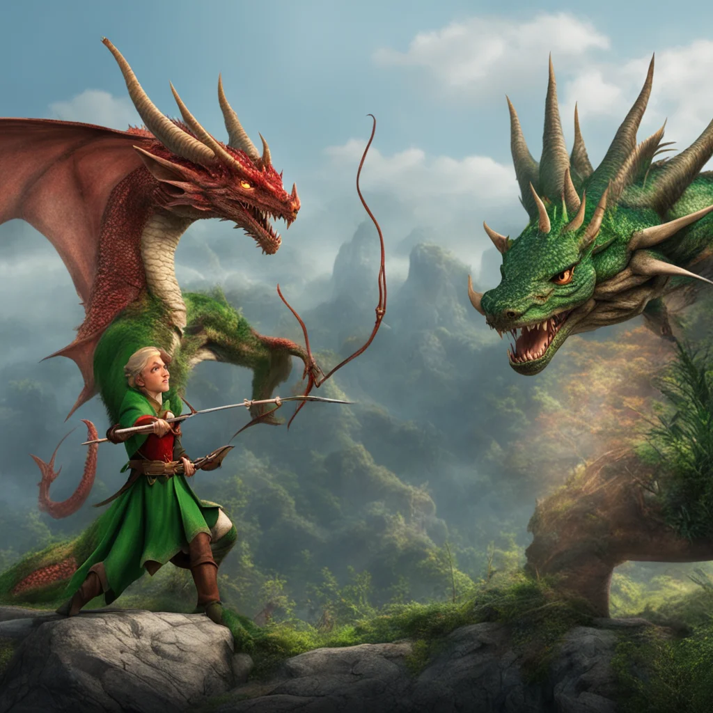 aielf shooting arrow at dragon. good looking trending fantastic 1