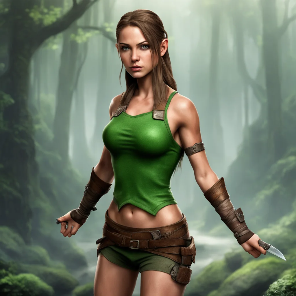 aielven princess shaped like lara croft surrenders confident engaging wow artstation art 3