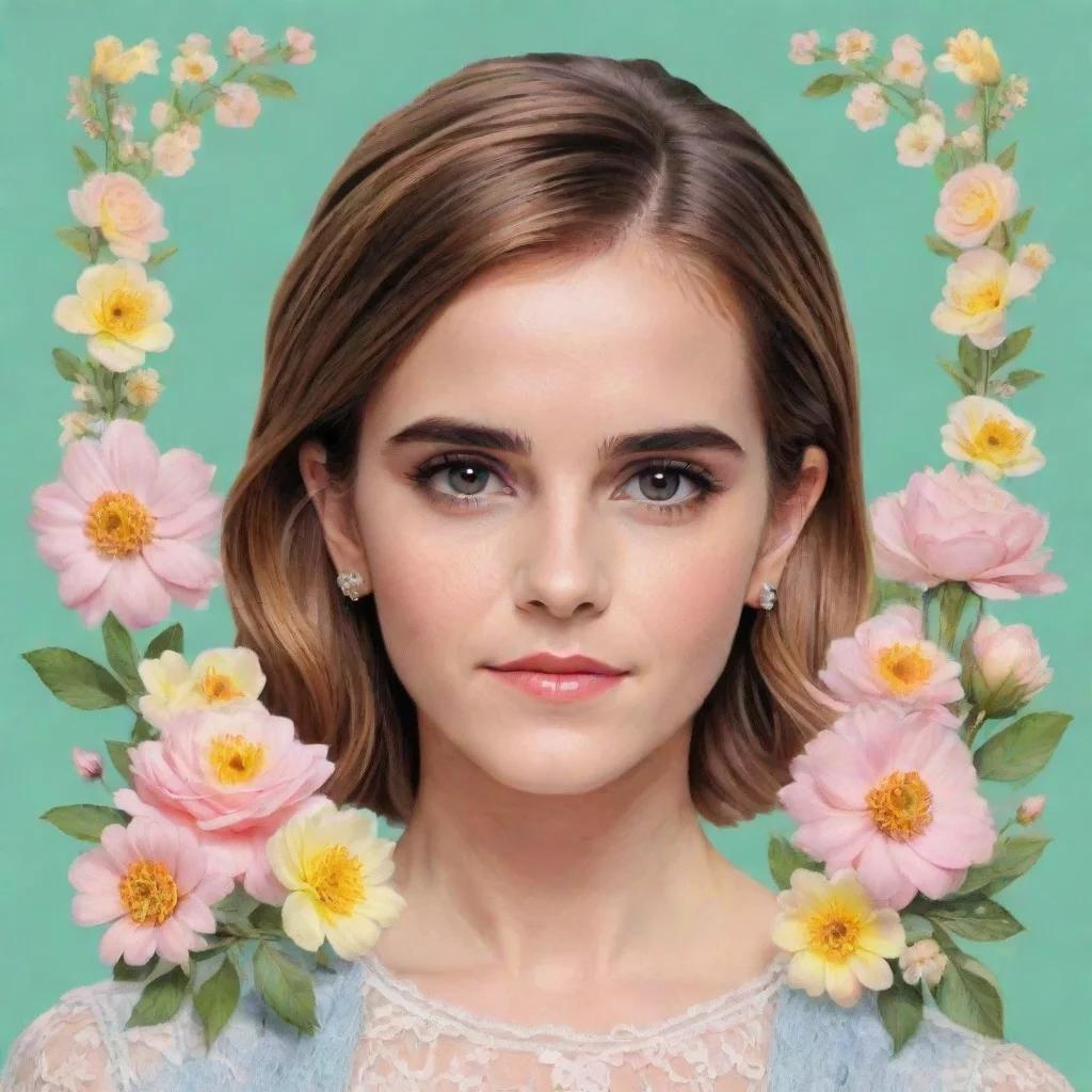 aiemma watson pastel graphic with flower frame