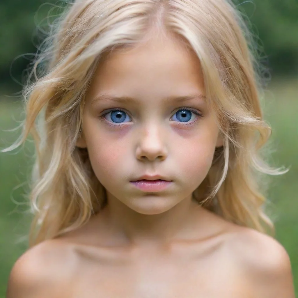aienfants nu regard profond cheveux blond yeux bleu gros sein